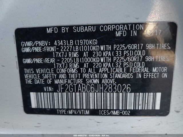 2018 SUBARU CROSSTREK JF2GTABC6JH283026 Photo 8