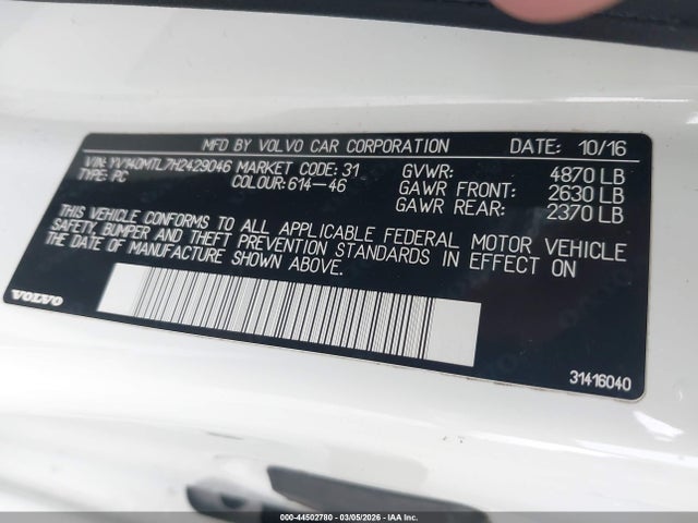 2017 VOLVO S60 YV140MTL7H2429046 Photo 8