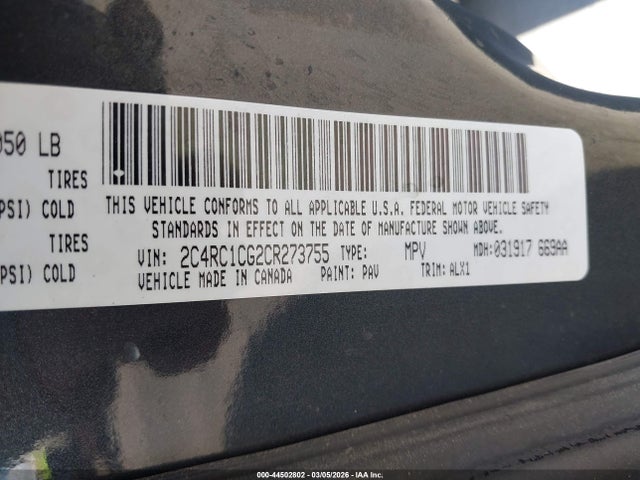 Продажа на аукционе авто 2012 Chrysler Town & Country Touring-l, vin: 2C4RC1CG2CR273755, номер лота: 44502802