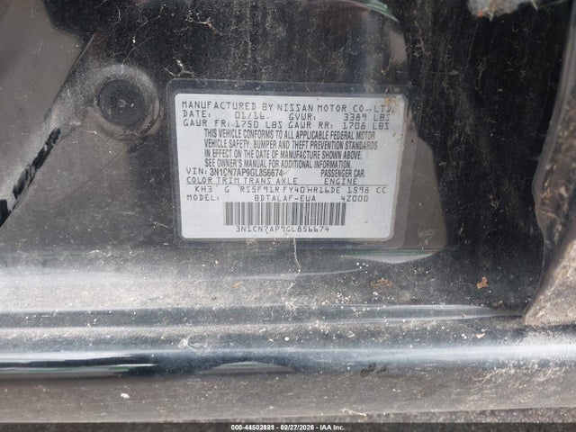 44502821 :رقم المزاد ، 3N1CN7AP9GL856674 vin ، 2016 Nissan Versa 1.6 S مزاد بيع