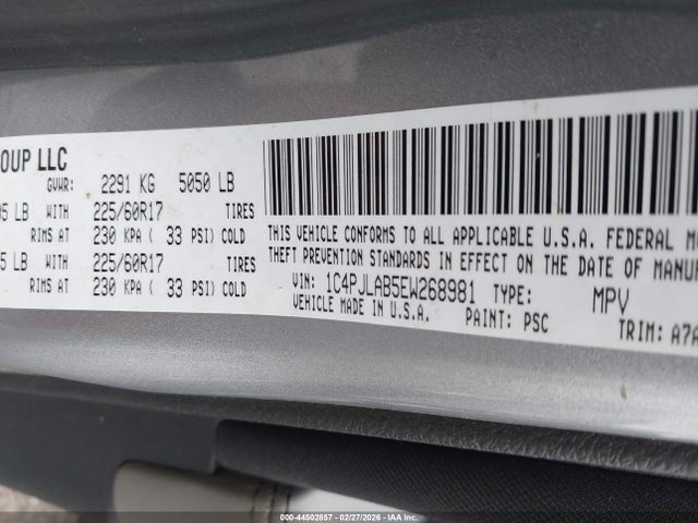 2014 Jeep Cherokee Sport მანქანა იყიდება აუქციონზე, vin: 1C4PJLAB5EW268981, აუქციონის ნომერი: 44502857