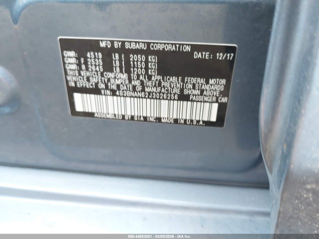 4S3BNAN62J3026256 Subaru Legacy 2.5i Limited