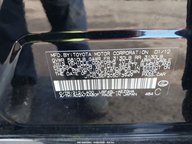 Продажа на аукционе авто 2012 Lexus Ls 460, vin: JTHCL5EF2C5013949, номер лота: 44502883