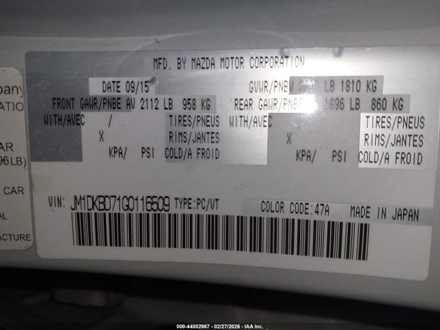 Продаж на аукціоні авто 2016 Mazda Cx-3 Grand Touring, vin: JM1DKBD71G0116509, номер лоту: 44502967
