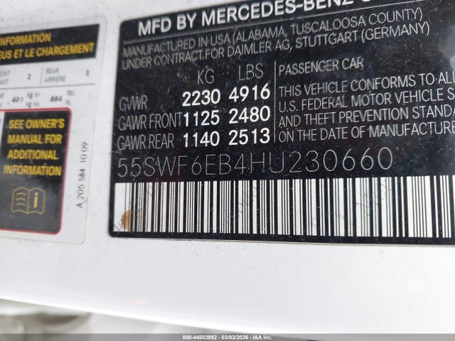 2017 MERCEDES-BENZ AMG C 43 55SWF6EB4HU230660 Photo 8