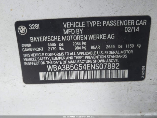 BMW 328i Xdrive 2014 WBA3B5G54ENS07892 Image 9