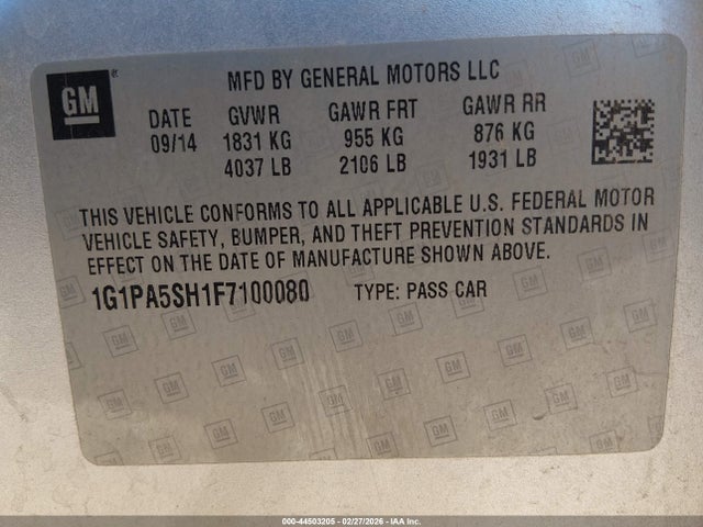 1G1PA5SH1F7100080 Chevrolet Cruze Ls Auto