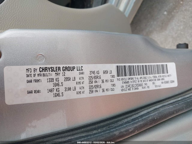 Aukcja sprzedaży 2012 Chrysler Town & Country Touring, vin: 2C4RC1BG1CR350603, numer aukcji: 44503212