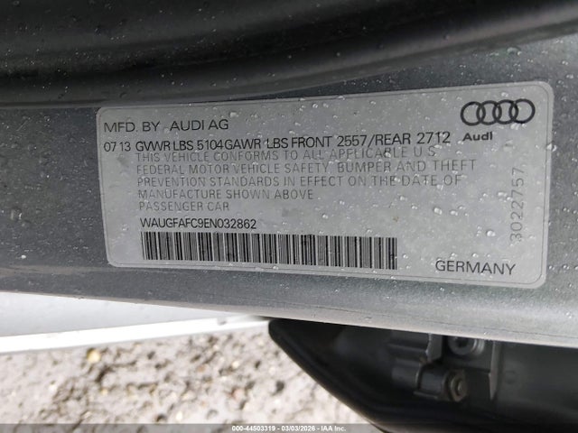 44503319 :رقم المزاد ، WAUGFAFC9EN032862 vin ، 2014 Audi A6 2.0t Premium مزاد بيع
