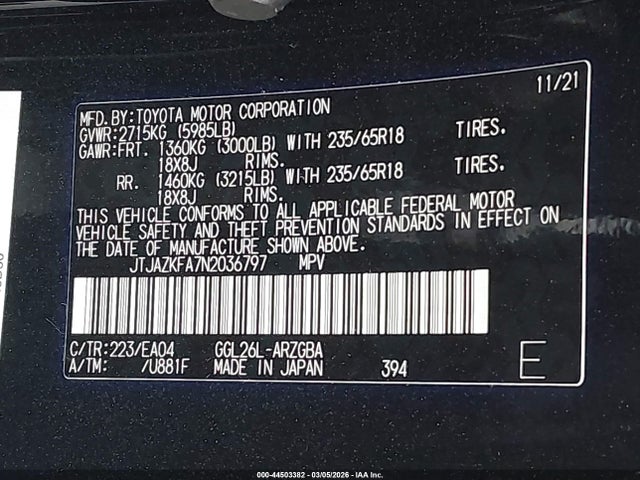 2022 LEXUS RX 350L JTJAZKFA7N2036797 Photo 8