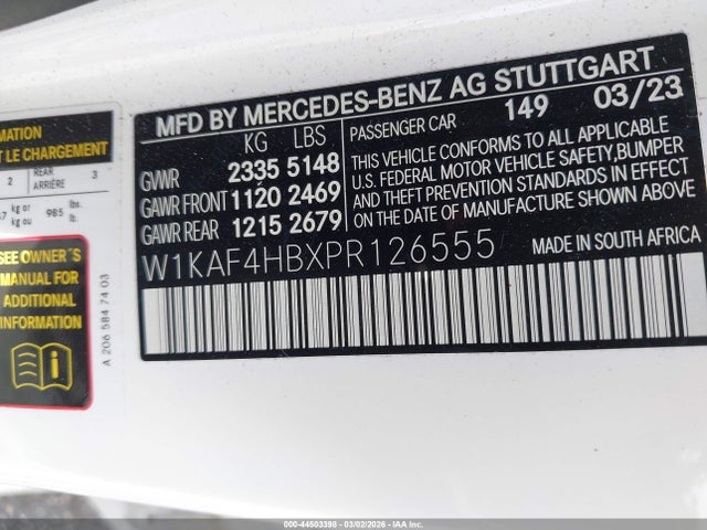 Продаж на аукціоні авто 2023 Mercedes-benz C 300 4matic, vin: W1KAF4HBXPR126555, номер лоту: 44503398