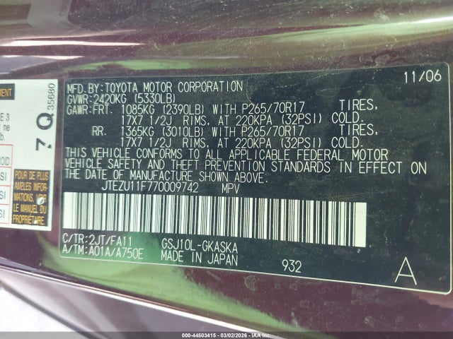 2007 TOYOTA FJ CRUISER JTEZU11F770009742 Photo 8