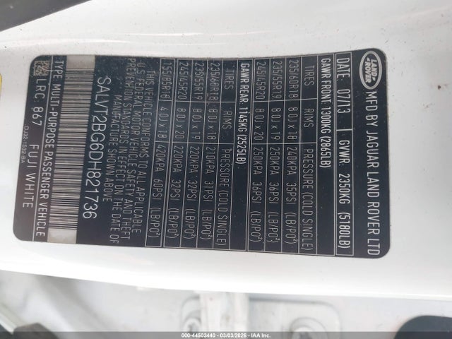 2013 LAND ROVER RANGE ROVER EVOQUE SALVT2BG6DH821736 Photo 8