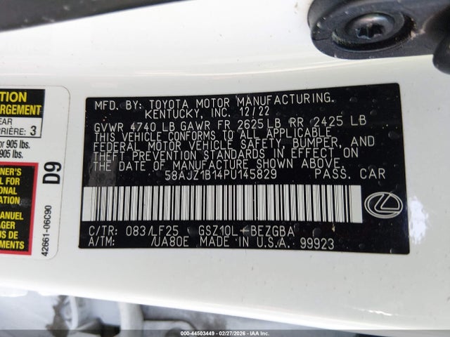 58AJZ1B14PU145829 Lexus Es 350 F Sport Handling