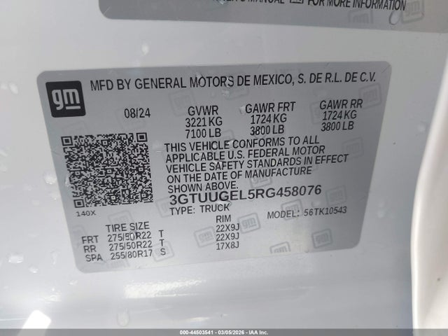 Aukcja sprzedaży 2024 Gmc Sierra 1500 4wd  Short Box Denali, vin: 3GTUUGEL5RG458076, numer aukcji: 44503541