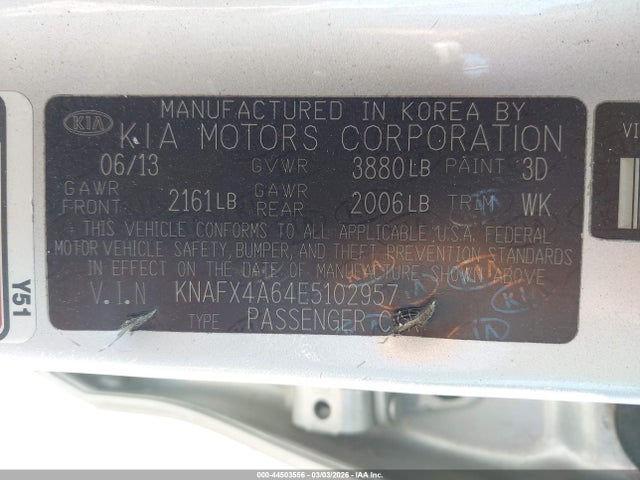 KIA FORTE LX 2014 KNAFX4A64E5102957 Image 9