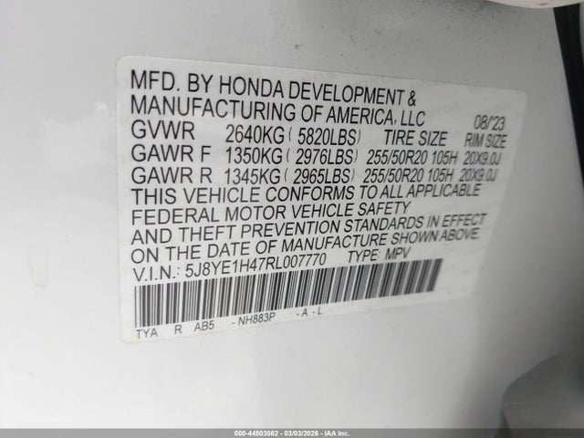 Продаж на аукціоні авто 2024 Acura Mdx Technology Package, vin: 5J8YE1H47RL007770, номер лоту: 44503562