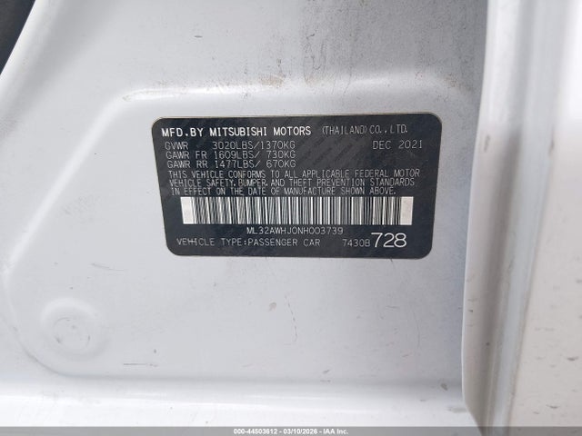 2022 MITSUBISHI MIRAGE ML32AWHJ0NH003739 Photo 8