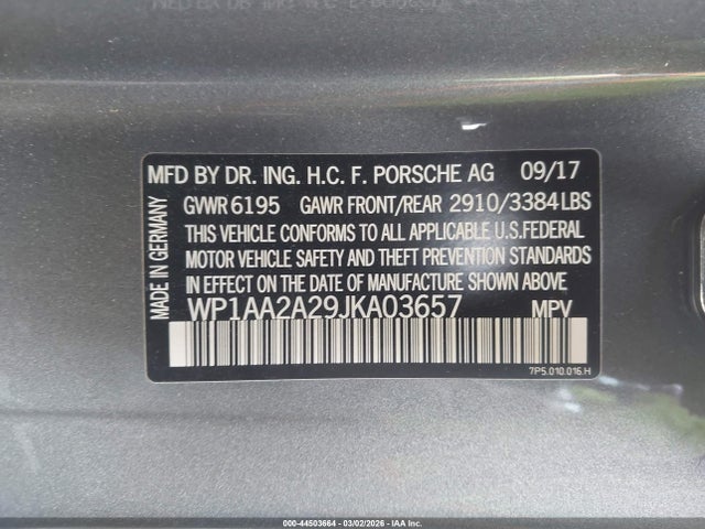 2018 PORSCHE CAYENNE WP1AA2A29JKA03657 Photo 8