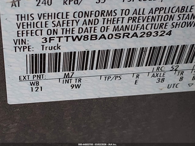 Продажа на аукционе авто 2025 Ford Maverick Xl, vin: 3FTTW8BA0SRA29324, номер лота: 44503705
