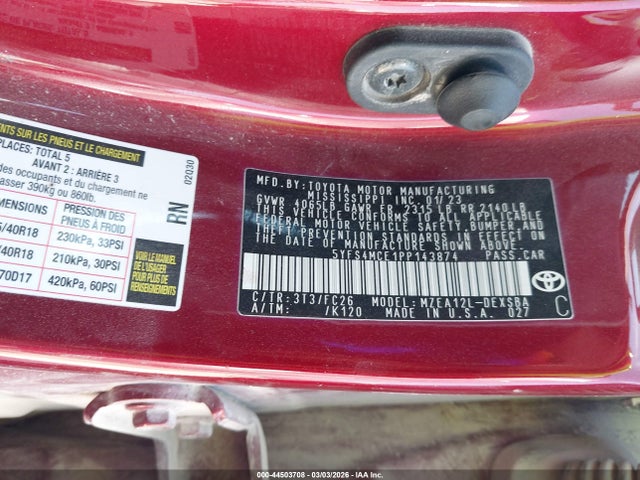 Toyota COROLLA SE 2023 5YFS4MCE1PP143874 Image 9