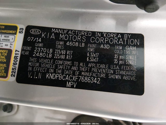 Aukcja sprzedaży 2015 Kia Sportage Lx, vin: KNDPBCACXF7686342, numer aukcji: 44503715