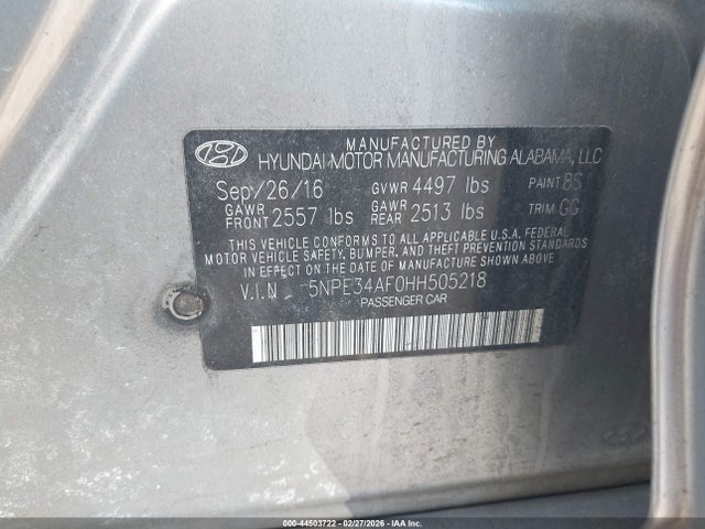 5NPE34AF0HH505218 Hyundai Sonata Sport