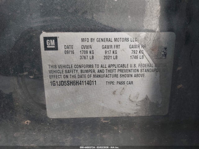 2017 CHEVROLET SONIC 1G1JD5SH6H4114011 Photo 8