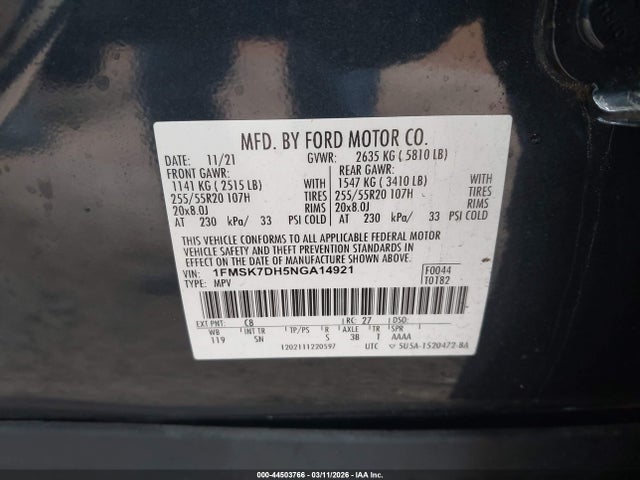 2022 FORD EXPLORER 1FMSK7DH5NGA14921 Photo 8