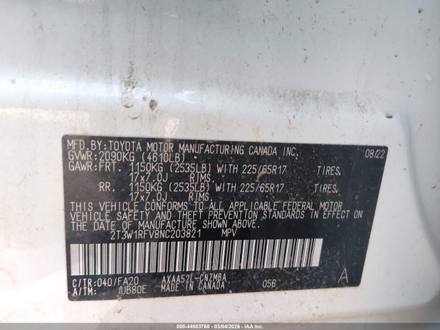 Toyota Rav4 Xle 2022 2T3W1RFV8NC203821 Image 9