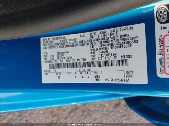 Ford FIESTA SE 2014 3FADP4BJXEM186652 Image 9