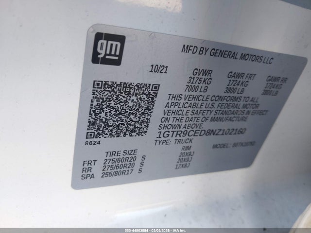 1GTR9CED8NZ102160 GMC Sierra 1500 Limited 4wd Standard Box Elevation