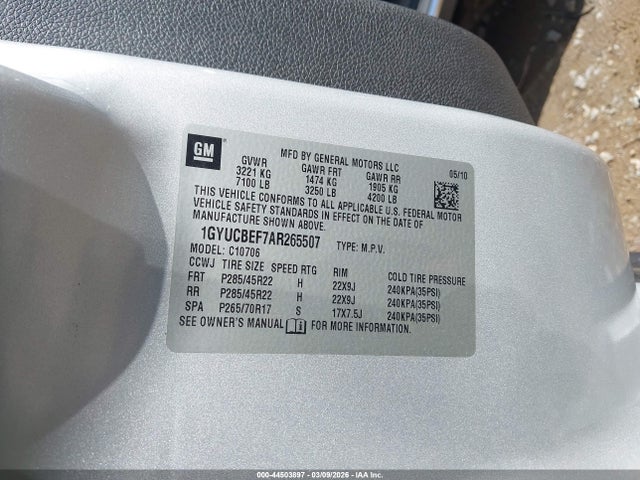 Продаж на аукціоні авто 2010 Cadillac Escalade Luxury, vin: 1GYUCBEF7AR265507, номер лоту: 44503897