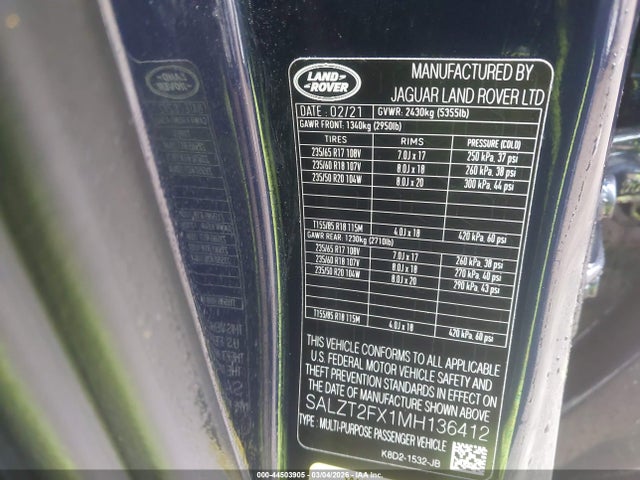 2021 LAND ROVER RANGE ROVER EVOQUE SALZT2FX1MH136412 Photo 8
