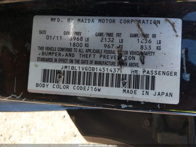 Aukcja sprzedaży 2011 Mazda Mazda3 I Touring, vin: JM1BL1VG0B1451437, numer aukcji: 44503920