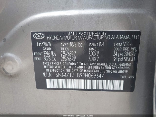 Aukcja sprzedaży 2018 Hyundai Santa Fe Sport 2.4l, vin: 5NMZT3LB9JH069347, numer aukcji: 44503932