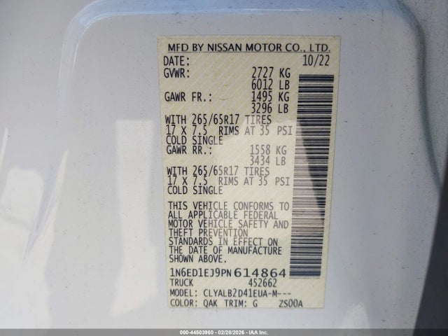 Nissan Frontier Sv 4x2 2023 1N6ED1EJ9PN614864 Image 9