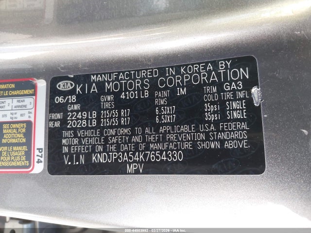 KIA SOUL + 2019 KNDJP3A54K7654330 Image 9