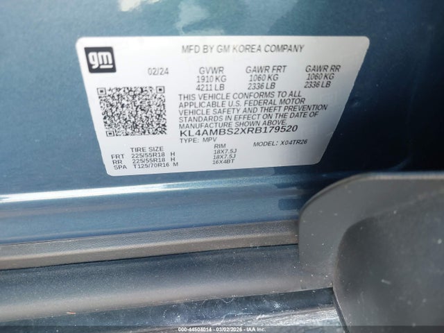44504014 :رقم المزاد ، KL4AMBS2XRB179520 vin ، 2024 Buick Encore Gx Preferred Fwd مزاد بيع