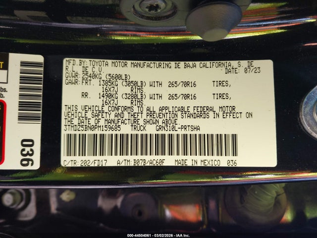 3TMDZ5BN0PM159685 Toyota Tacoma Trd Off Road