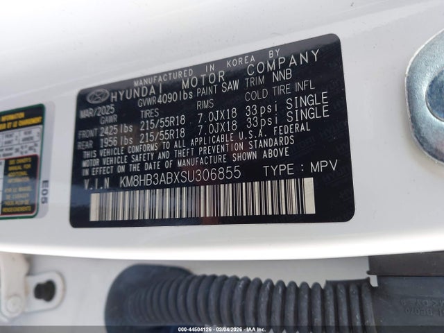 KM8HB3ABXSU306855 Hyundai Kona Sel
