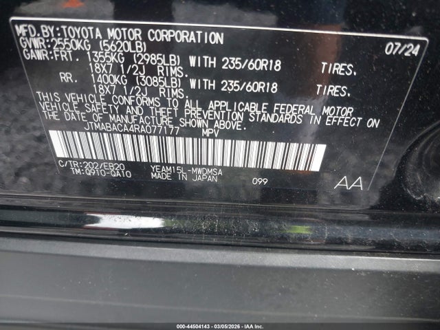 Toyota BZ4X XLE 2024 JTMABACA4RA077177 Image 9