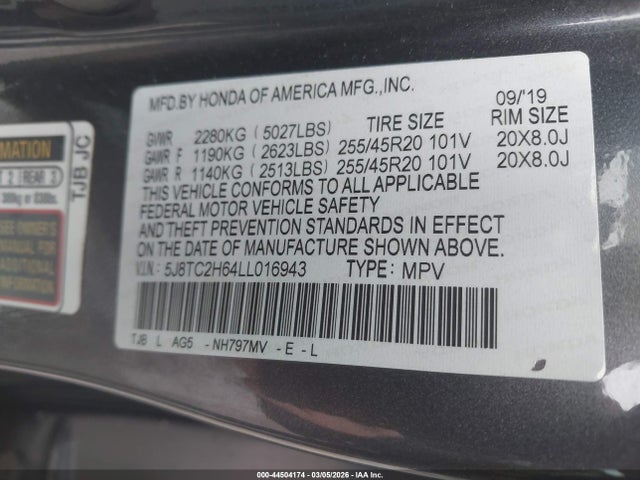 Продаж на аукціоні авто 2020 Acura Rdx A-spec Package, vin: 5J8TC2H64LL016943, номер лоту: 44504174