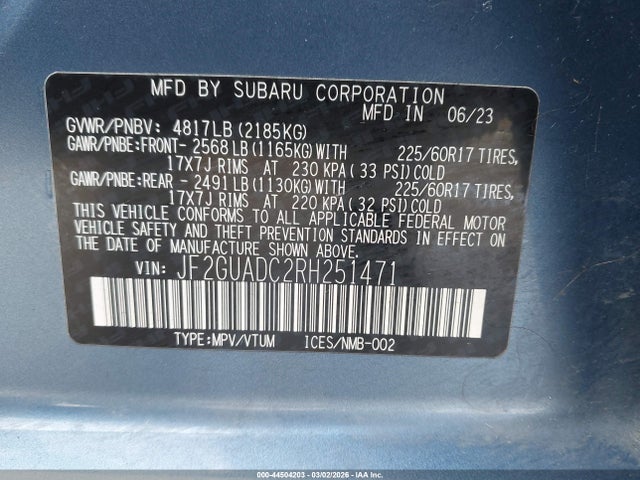 2024 SUBARU CROSSTREK JF2GUADC2RH251471 Photo 8