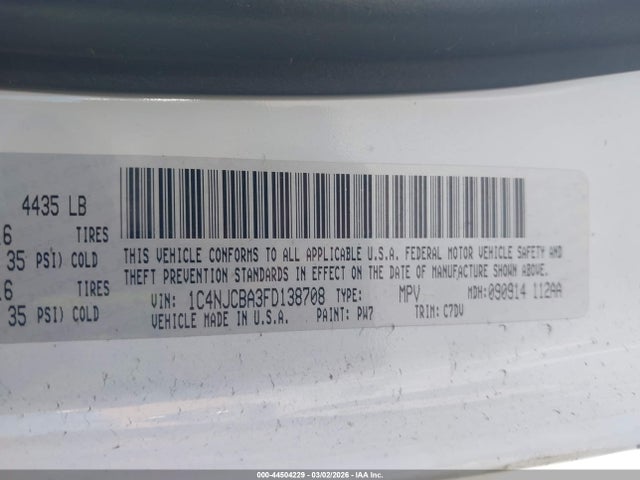 Jeep Compass Sport 2015 1C4NJCBA3FD138708 Image 9