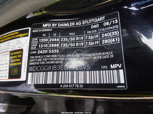 WDCGG8JB3EG192595 Mercedes-Benz Glk 350 4matic