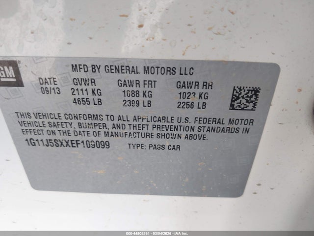 1G11J5SXXEF109099 Chevrolet Malibu 2lz