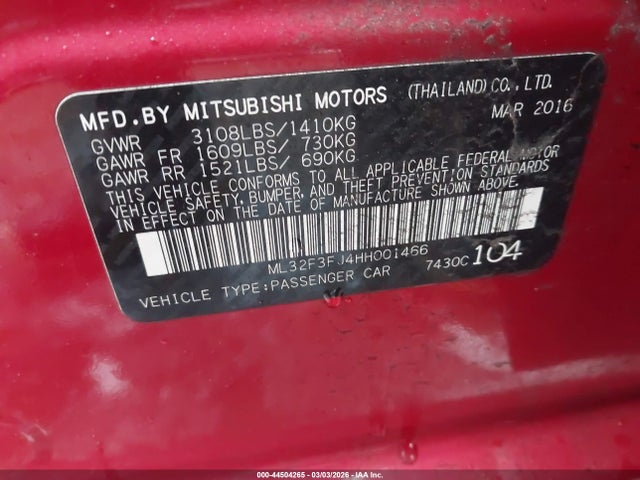 2017 MITSUBISHI MIRAGE G4 ML32F3FJ4HH001466 Photo 8