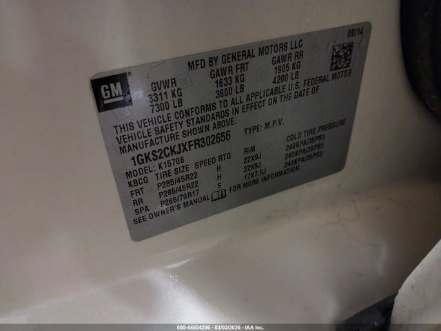 1GKS2CKJXFR302656 GMC YUKON DENALI