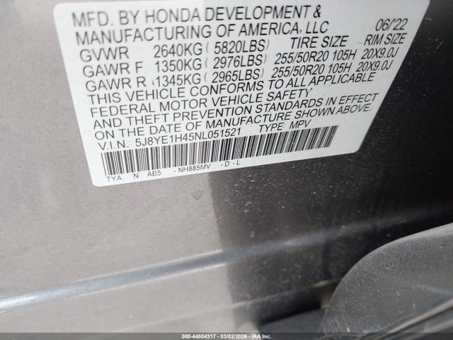Aukcja sprzedaży 2022 Acura Mdx Technology Package, vin: 5J8YE1H45NL051521, numer aukcji: 44504317